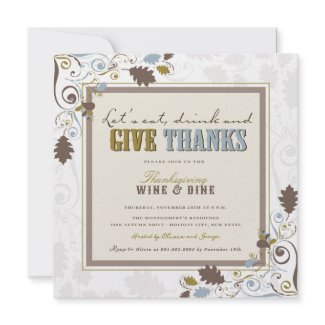 Autumn Leaves Swirls Thanksgiving Holiday Party Invites
