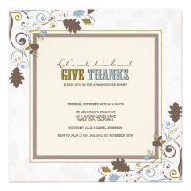 Autumn Leaves Swirls Thanksgiving Holiday Party Invites