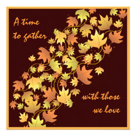 Autumn Leaves Thanksgiving Dinner Invitation