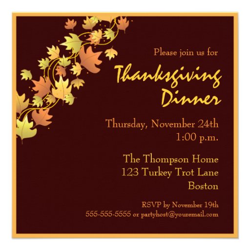 Autumn Leaves Thanksgiving Dinner Invitation