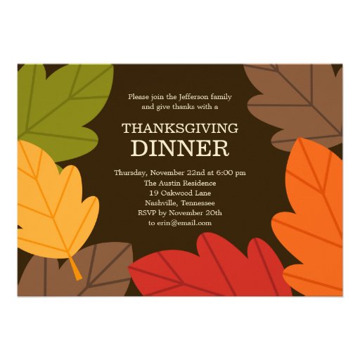 Autumn Leaves Thanksgiving Dinner Invitation Custom Invite (front side)