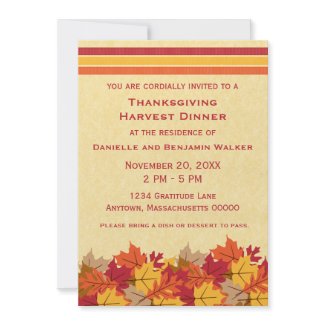 Autumn Leaves Thanksgiving Invite invitation