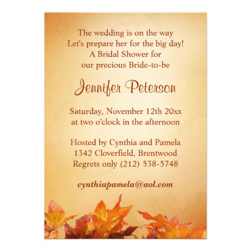 Autumn leaves umbrella Bridal Shower Invite