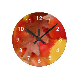 Autumn Leaves Watercolor Wall Clock