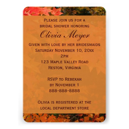 Autumn Leaves Wedding Bridal Shower Invitation