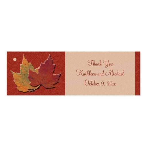 Autumn Leaves Wedding Favor Tags Business Card (front side)