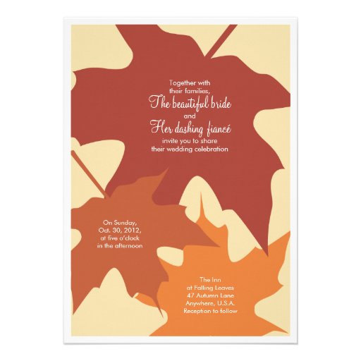 Autumn leaves wedding invitation - oranges