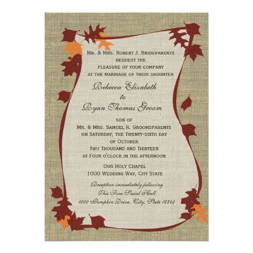 Autumn Leaves Wedding Invitations (front side)