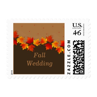 Autumn Leaves Wedding Postage Stamp