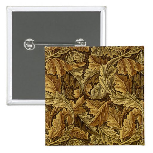 Autumn leaves William Morris pattern Pinback Buttons