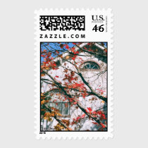 'Autumn Leaves with Blue Sky' Postage postage
