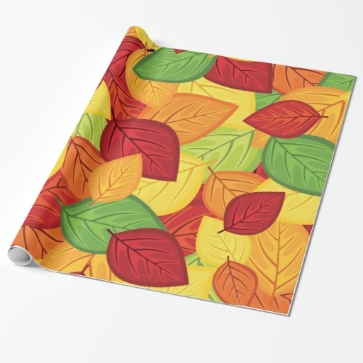 Autumn leaves wrapping paper Zazzle