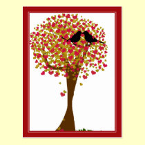 Autumn Love Birds postcards