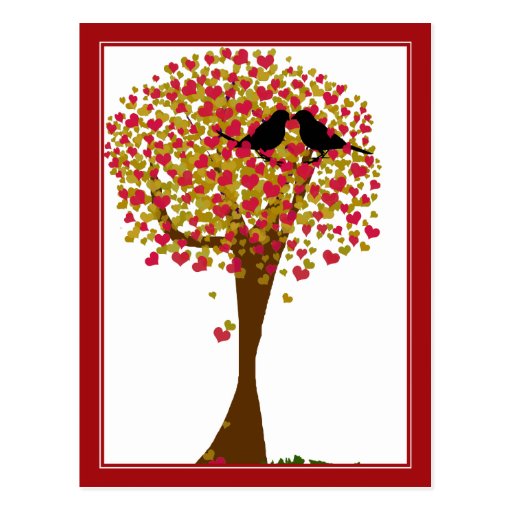 Autumn Love Birds Postcard