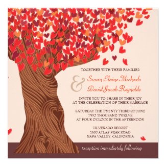 Autumn Love Romantic Oak Tree Wedding Invite