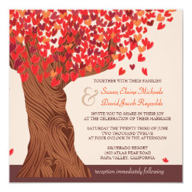 Autumn Love Romantic Oak Tree Wedding Invite 5.25