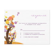 Autumn Love Trees Purple Wedding Reply (4.25x5.6) Postcard