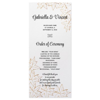 Autumn Maple Leaf Edge Wedding Program Rack Cards by loraseverson