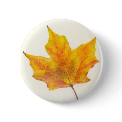 Autumn Maple Leaf in Shades of Gold Button by MarthaGoutal