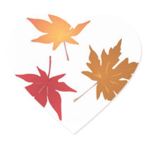 Autumn Maple Leaves Collection Wedding Hearts Sticker