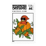 Autumn Masked baby in Pumpkin Postage Stamp