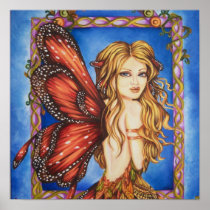 Autumn Monarch Butterfly Fairy Goddess Art Print