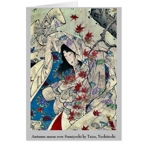 Autumn moon over Sumiyoshi by Taiso, Yoshitoshi Card