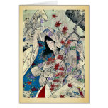 Autumn moon over Sumiyoshi by Taiso, Yoshitoshi Greeting Cards