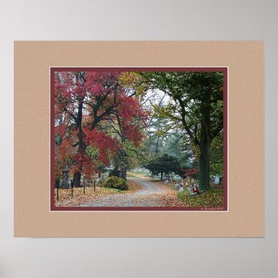 Autumn Morning in Frankfort Cemetery Print by djacovitch