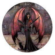 Autumn Mystique Gothic Fairy Vampire Cat Clock