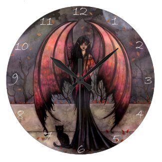 Autumn Mystique Gothic Fairy Vampire Cat Clock