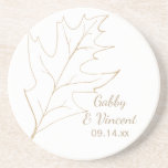 Autumn Oak Leaf Wedding Beverage Coaster