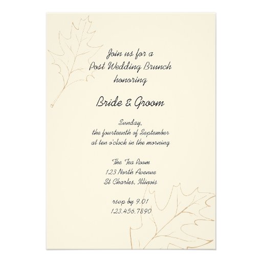 Autumn Oak Leaves Post Wedding Brunch Invitation (front side)