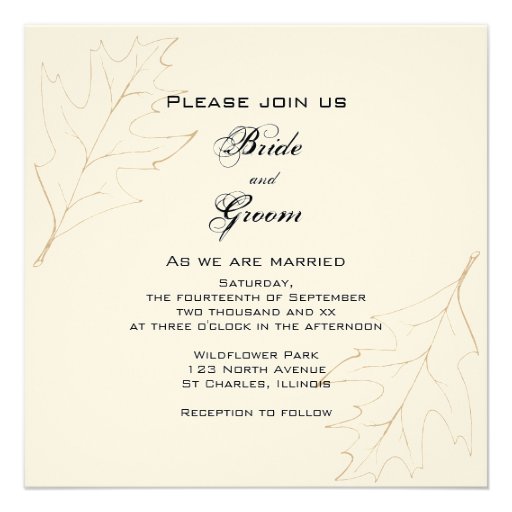 Autumn Oak Leaves Wedding Invitation