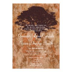 Autumn Oak Tree Silhouette Fall Wedding Invitation