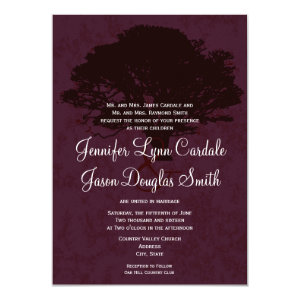 Autumn Oak Tree Silhouette Fall Wedding Invitation 4.5