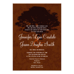 Autumn Oak Tree Silhouette Fall Wedding Invitation