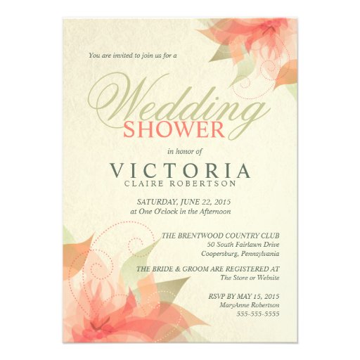 Autumn Orange Floral Wedding Shower Invitations