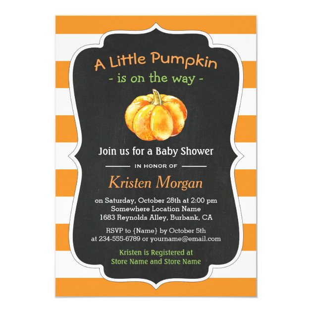 Autumn Orange Pumpkin Fall Baby Shower Card