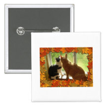 Autumn Orange Tabby Cats Pinback Buttons