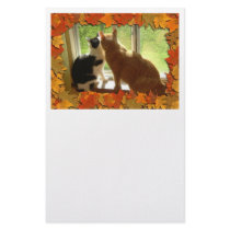 Autumn Orange Tabby Cats Personalized Stationery