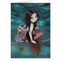 Autumn Owl Cute Gothic Faerie and Owl Art Cards