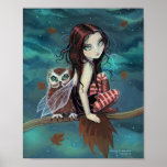 Autumn Owl Cute Gothic Fairy Fantasy Art Print