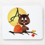 Autumn Owl Monogram A Mouse Pad
