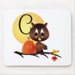 Autumn Owl Monogram C Mousepad