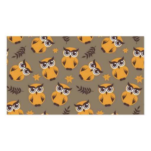 autumn owls pattern business card templates (back side)