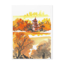 Autumn Pagoda Postcard