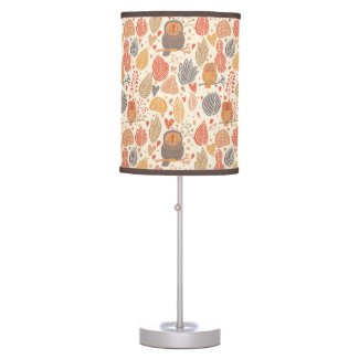 Autumn pattern. Owls in the forest Lamp