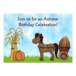 Autumn Pony Birthday Invitation - Boys