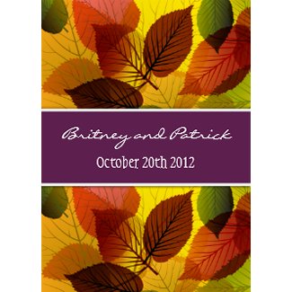 Autumn Purple Falling Leaves Wedding Invitations zazzle_invitation